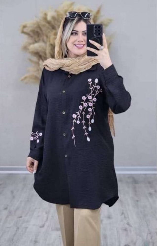 مانتویی گلدوزی آرتینا مشکی