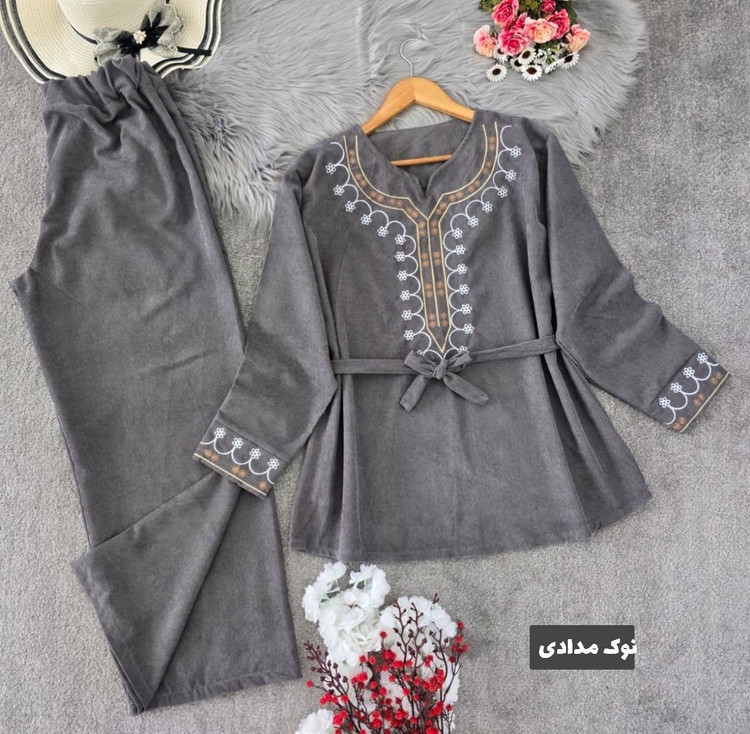 تونیک شلوار زنانه مخمل کبریتی ریز رنگی وزیبا