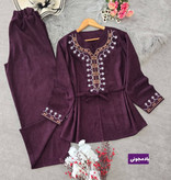 تونیک شلوار مخمل کبریتی گلدوزی شده
